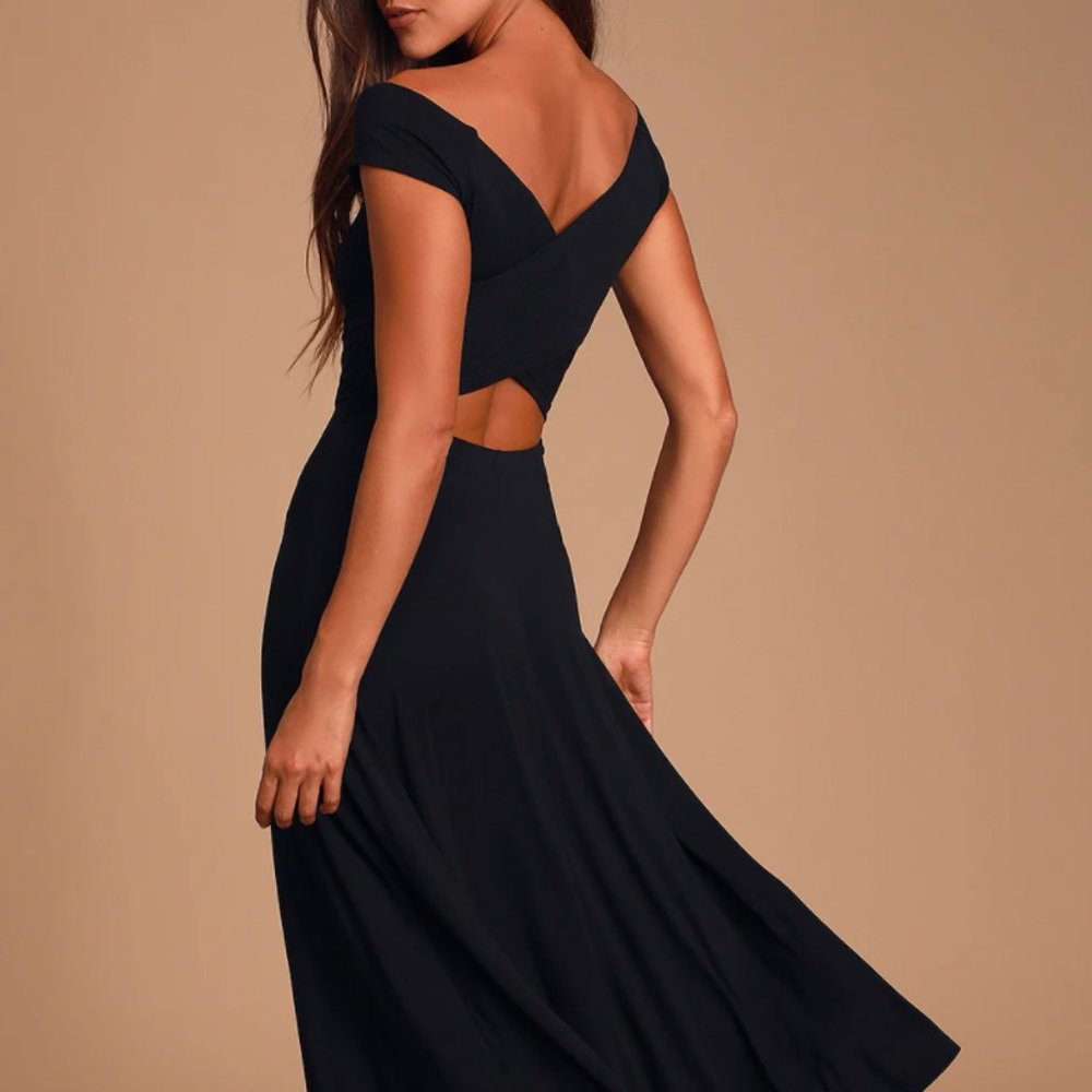 Lulus A la Mode Black MIDI Dress